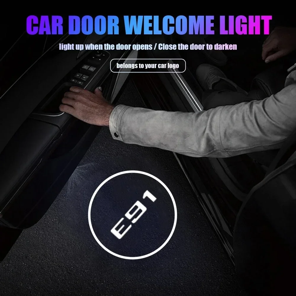 2PCS LED Car Door Projector Welcome Lights For BMW 3 Series E91 2006‑2012 Ghost Shadow Courtesy Badge Lamp Decor Accessories