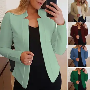 Vrouwen Casual Dunne Blazers Vrouwelijke Lange Mouw Open Stitch Wit OL Dames Jassen Femme Plus Size 5XL Kleding