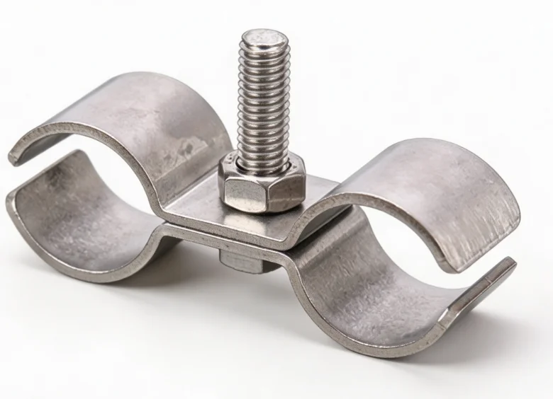 304 Stainless Steel Dual Pipe Clamp Set for 42mm and 50mm Pipes with M8 Bolts Figure Eight Design for Plumbing HVAC Systems