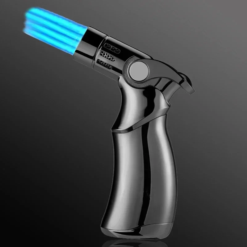 

High Quality Four-flame Desktop Direct Current Mugwort Cigar Special Windproof Ignition Gun Lamp Men's Cigarette Accessory Gift