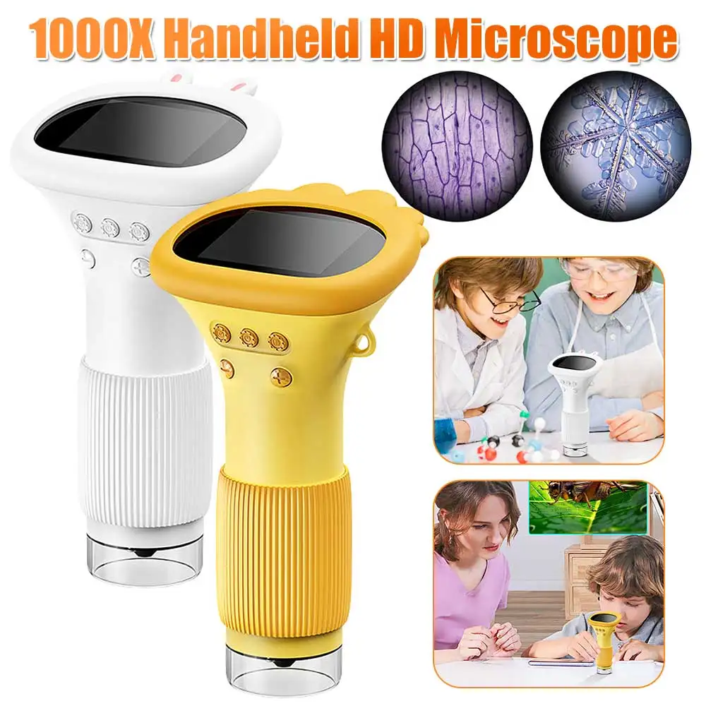 

Цифровой ручной микроскоп 1000X с 2-дюймовым IPS-экраном, HD-микроскоп с объективом 2 МП, карманный микроскоп для детей с 8 светодиодами