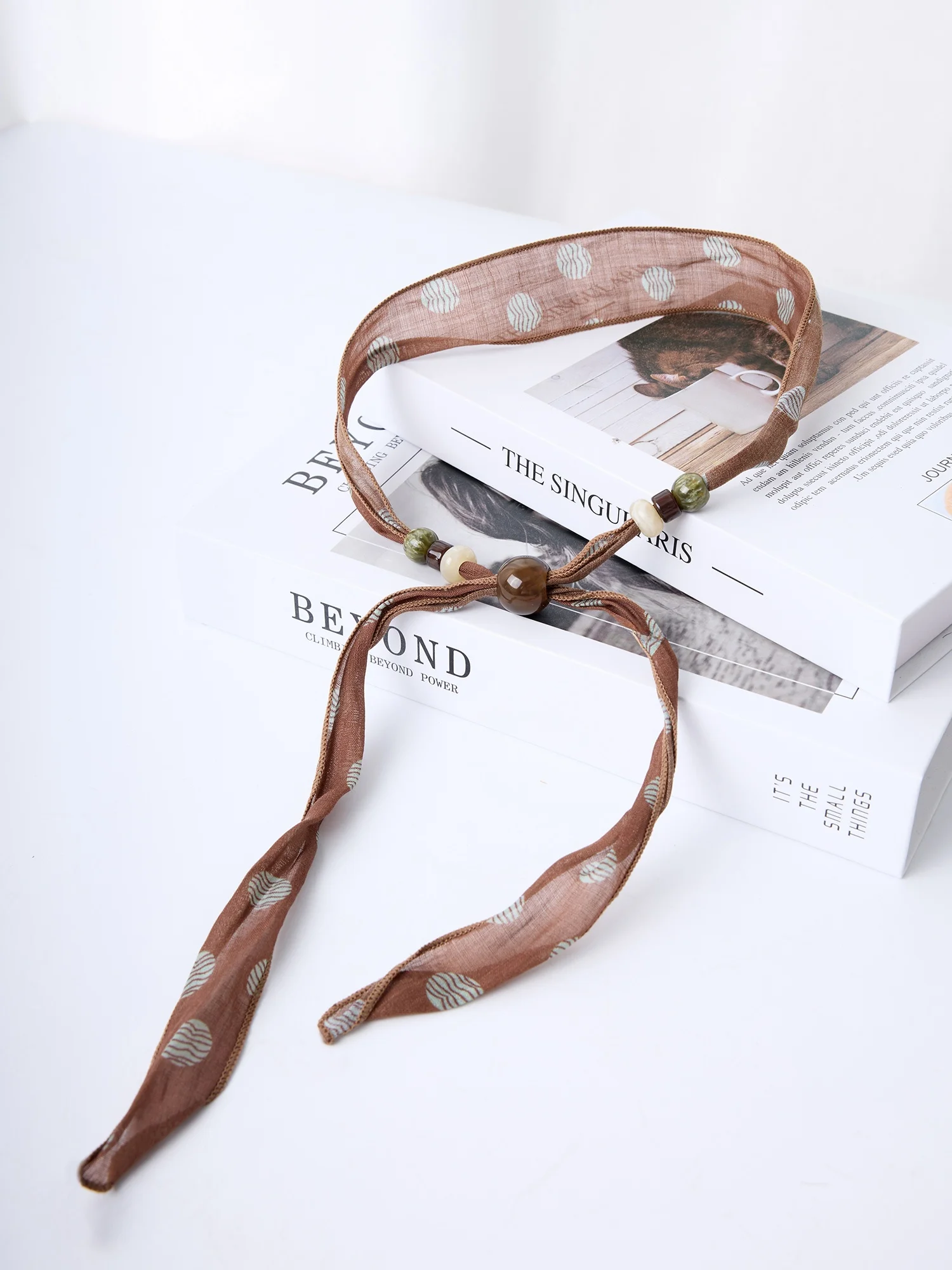 

Linen Beaded Color Woven Scarf Women High End Linen Material Cool Breathable Retro Print Scarf Elegant Fashion Accessory
