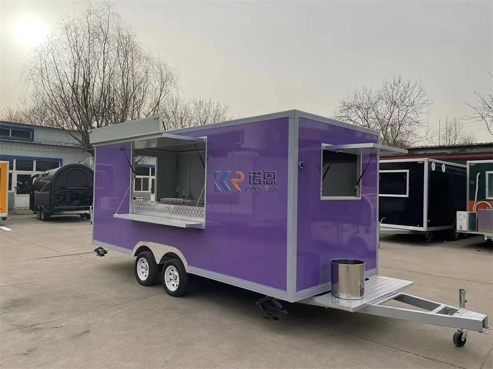 Mobile Food Trailer Customized Fully Equipped Mobile Kitchen Street Ice Cream Pizza Kiosk Concession Food Truck