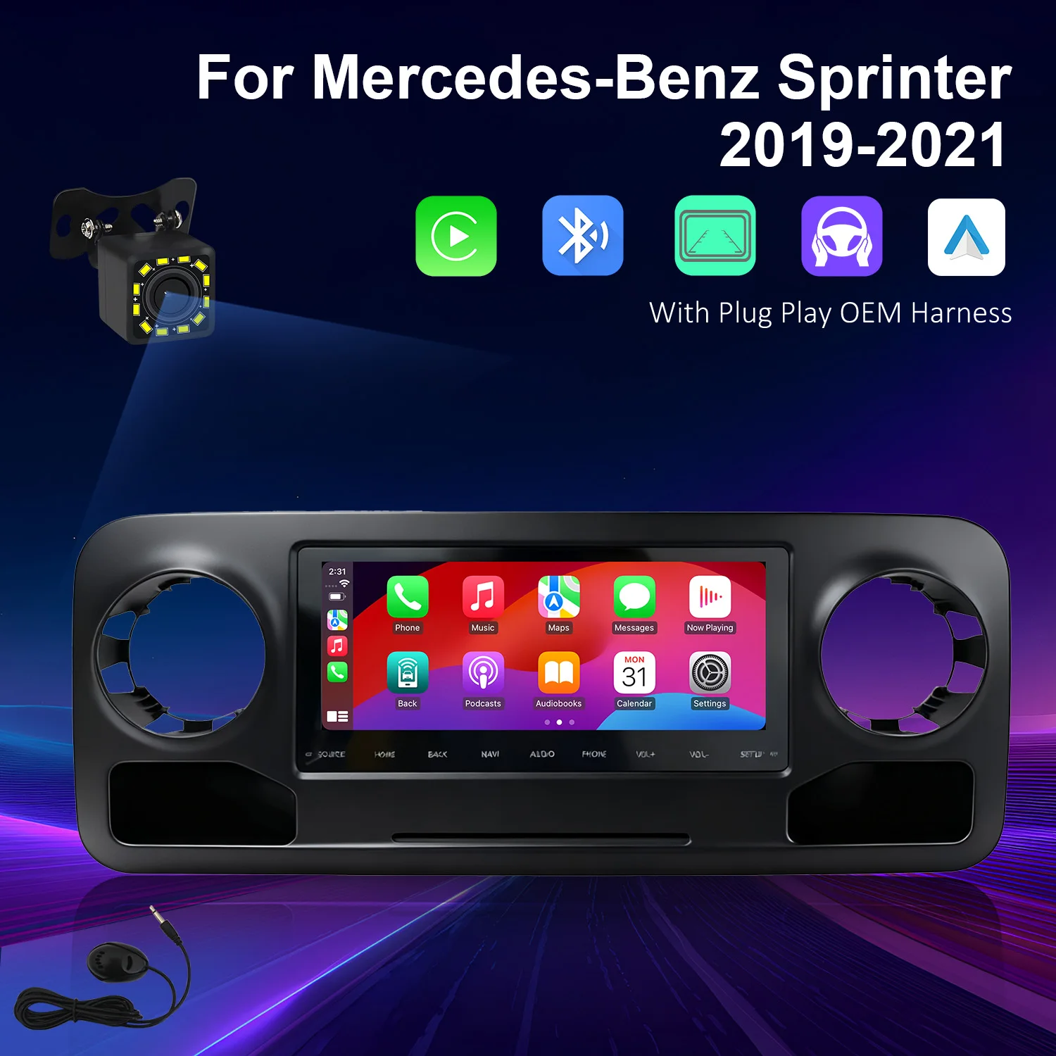 

For Mercedes Benz Sprinter 2019 - 2021 Car Radio Multimedia Player GPS Navigation Android Auto Carplay 4G WIFI BT No 2din DVD