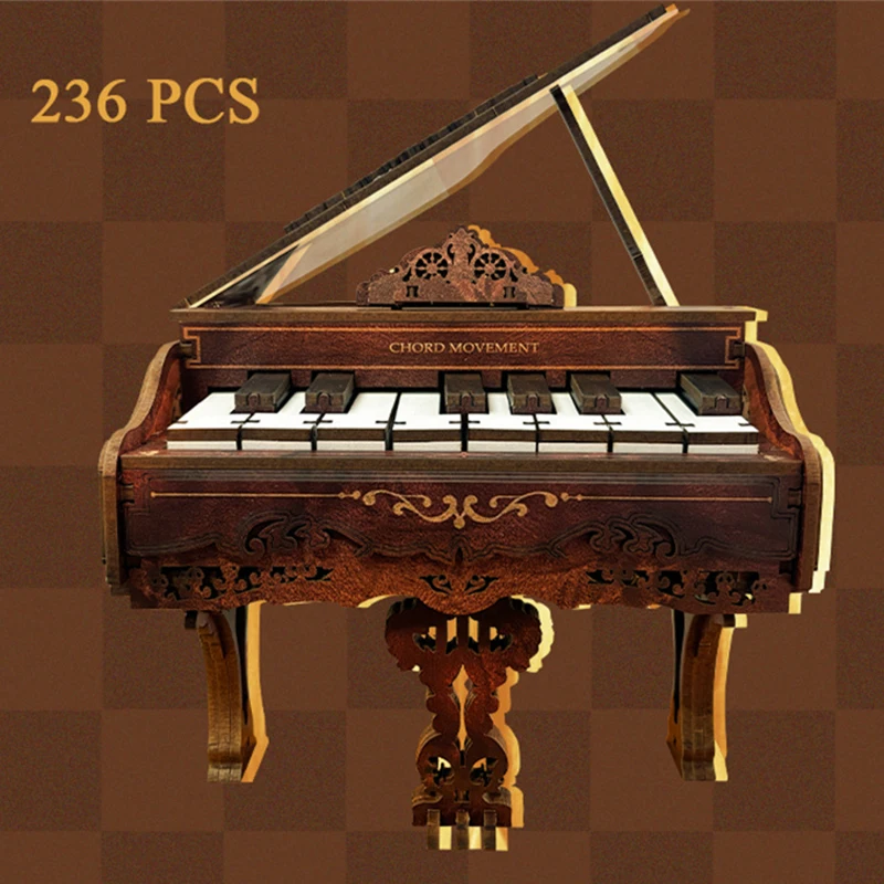 Puzzle de piano en bois 3D pour enfants, kits de modèles miniatures, ensemble de jeu, construction de nuits dos, cadeau pour enfants, bricolage