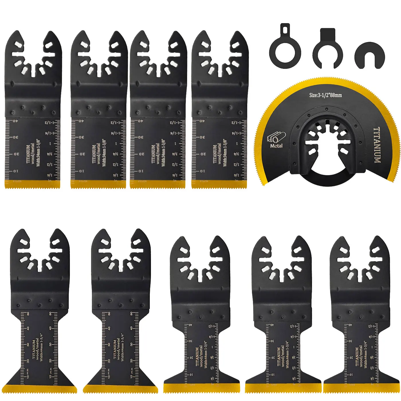 13pcs Titanium Oscillating Blades Multitool Oscillating Saw Blades Tools Accessories for Wood Hard Material and Metal Cutting