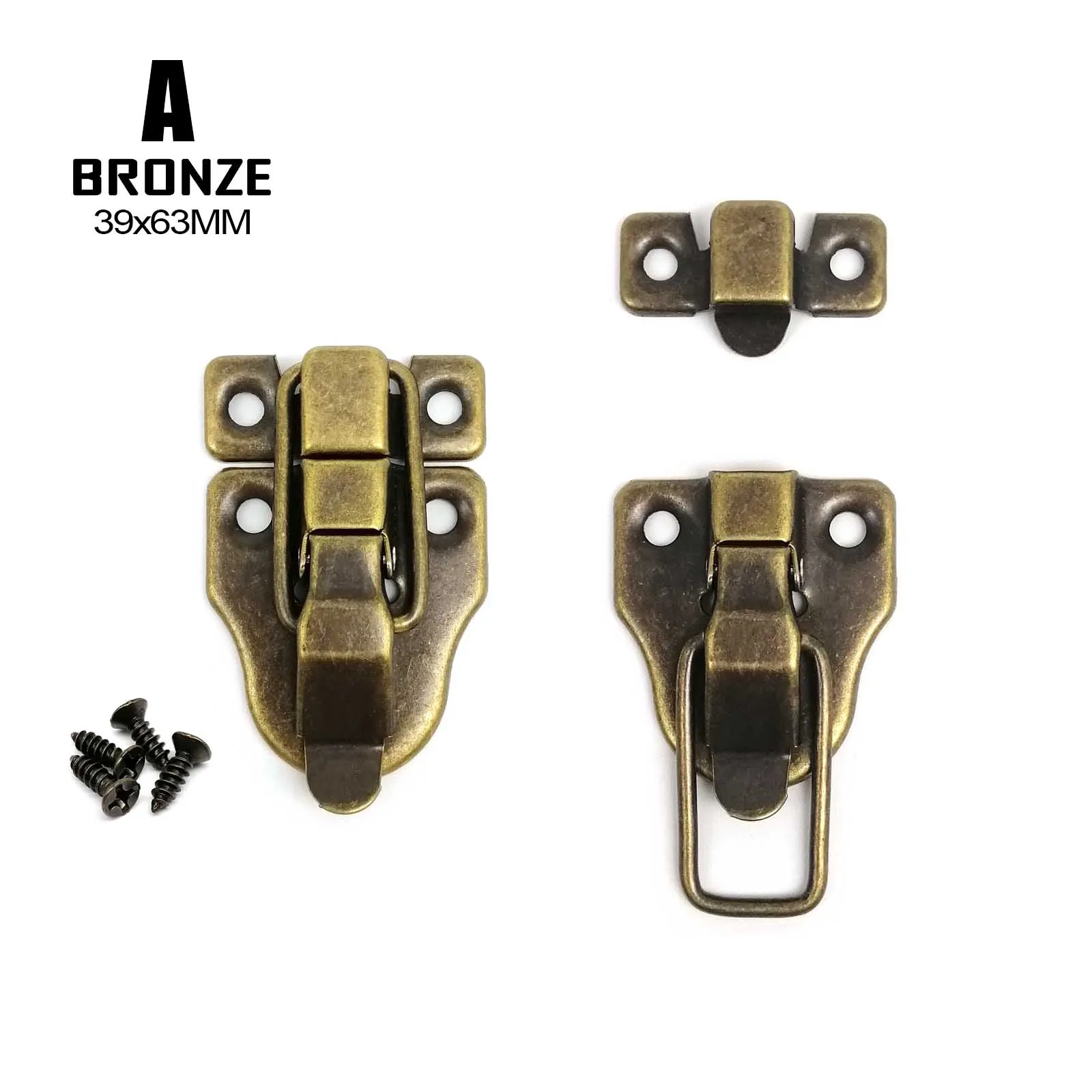 High Quality Bronze Silver Golden Jewelry Chest Wooden Wine Box Gift Case Suitcase Trunk Toggle Catch Hasp Latch Lock with Screw