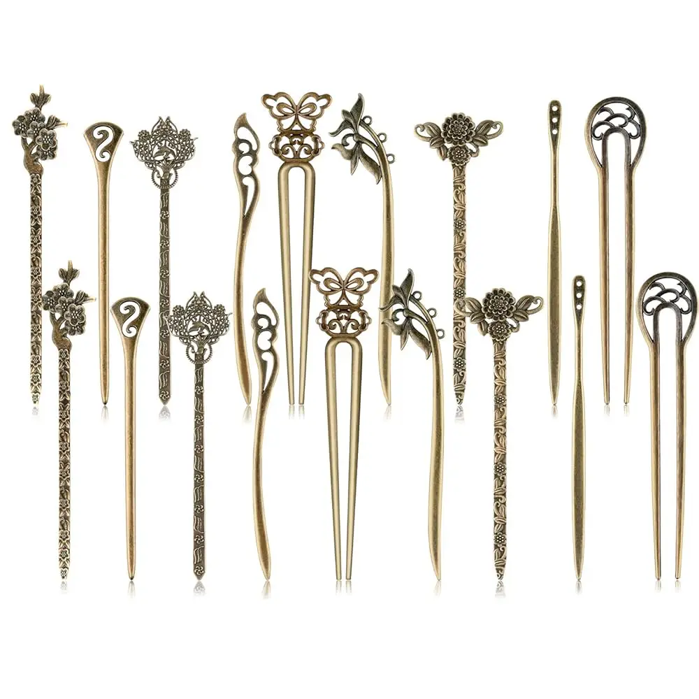 

18 PCS Hair Sticks Vintage Hair Pins Chinese Women Hair Chopsticks Pins Retro Vintage Decorative for Hair Accessory（9 Design