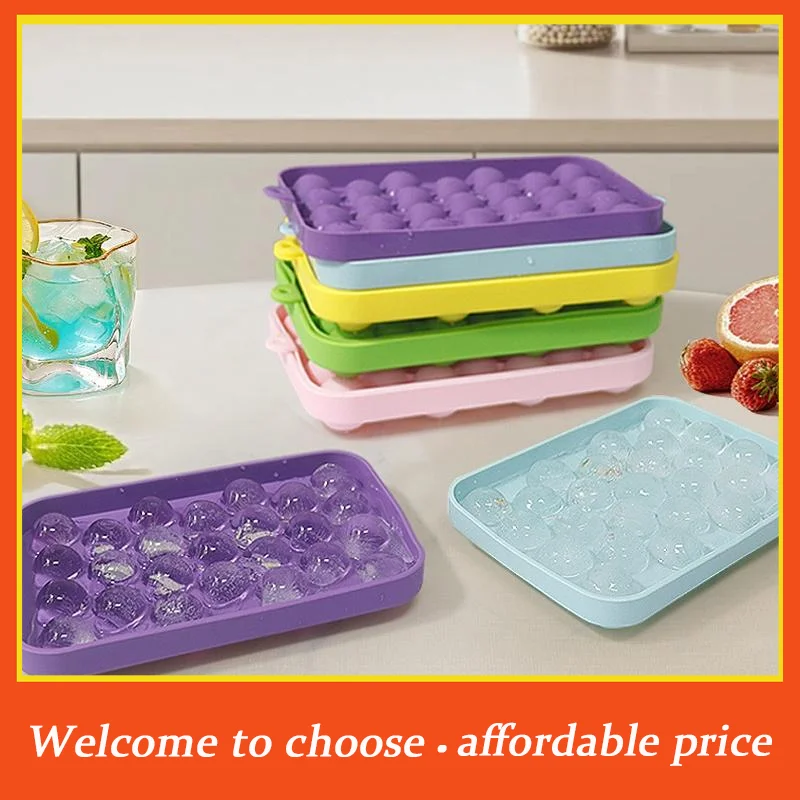 **25 Grids Ball Ice Mold Silicone With Cover Ice Storage Box Easy To Demould DIY Ice Ball Maker Grape Ball Handmade Soap Mold'