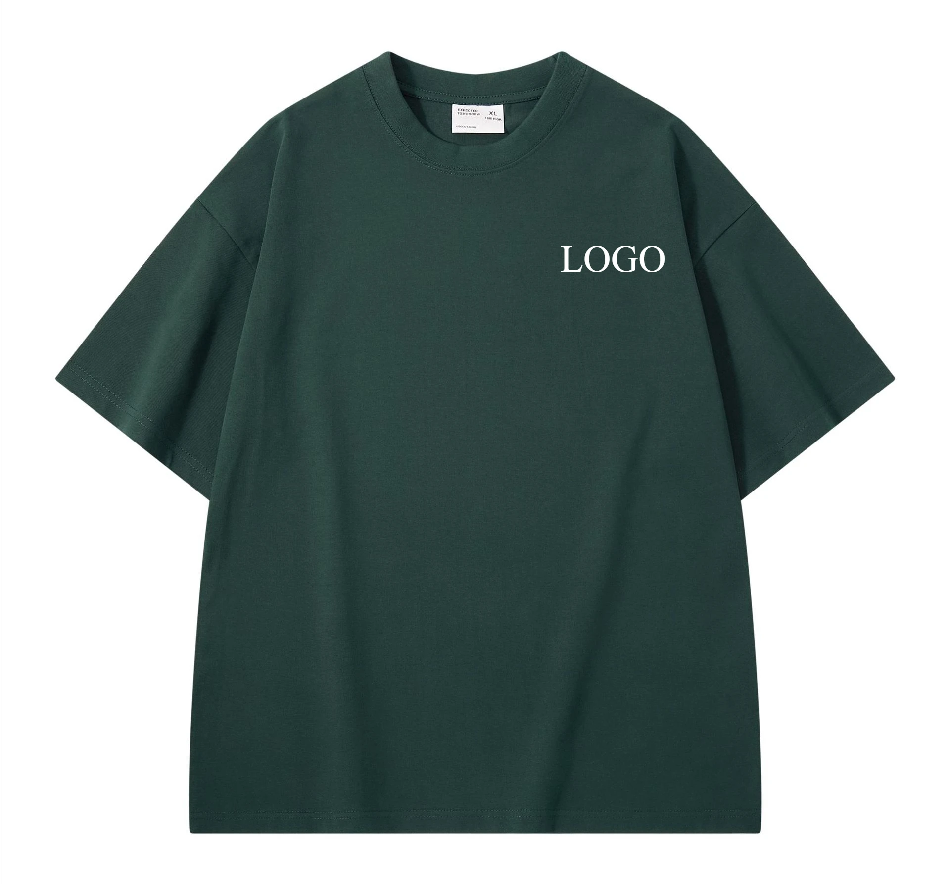 Personalizza il tuo design T-shirt da uomo in cotone pesante 300GSM Estate Camicie a maniche corte casual larghe da donna di alta qualità Logo fai da te