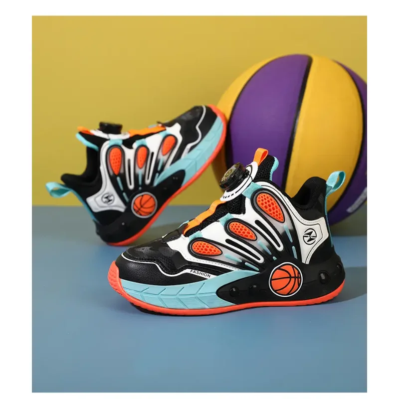 Children's Sports Shoes Popular Rotating Buckle Comfortable Non Slip Running Shoes Casual Mesh Outdoor Walking Shoes for Kids