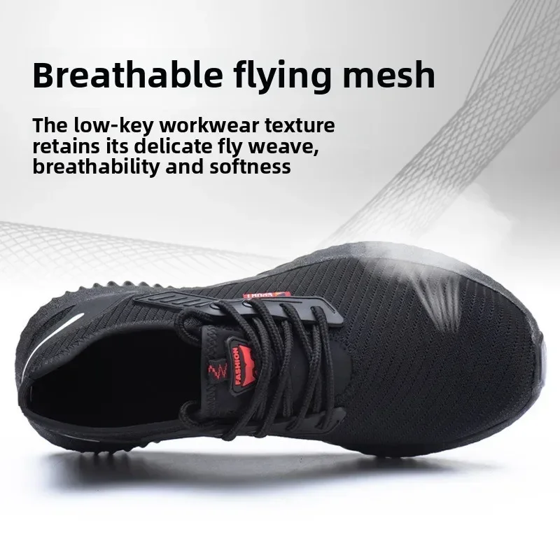 Breathable Anti Smash Puncture Proof Steel Toe Safety Shoes Slip Resistant Lightweight Protective Work Boots