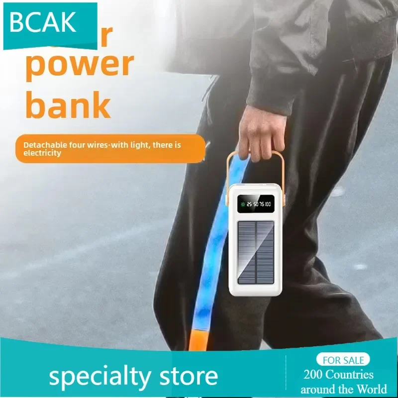 

BCAK Solar Универсальный внешний аккумулятор, оптовая продажа, собственный кабель 50000 мАч, 200000 мАч, большая емкость, портативный мобильный телефон, мобильный телефон
