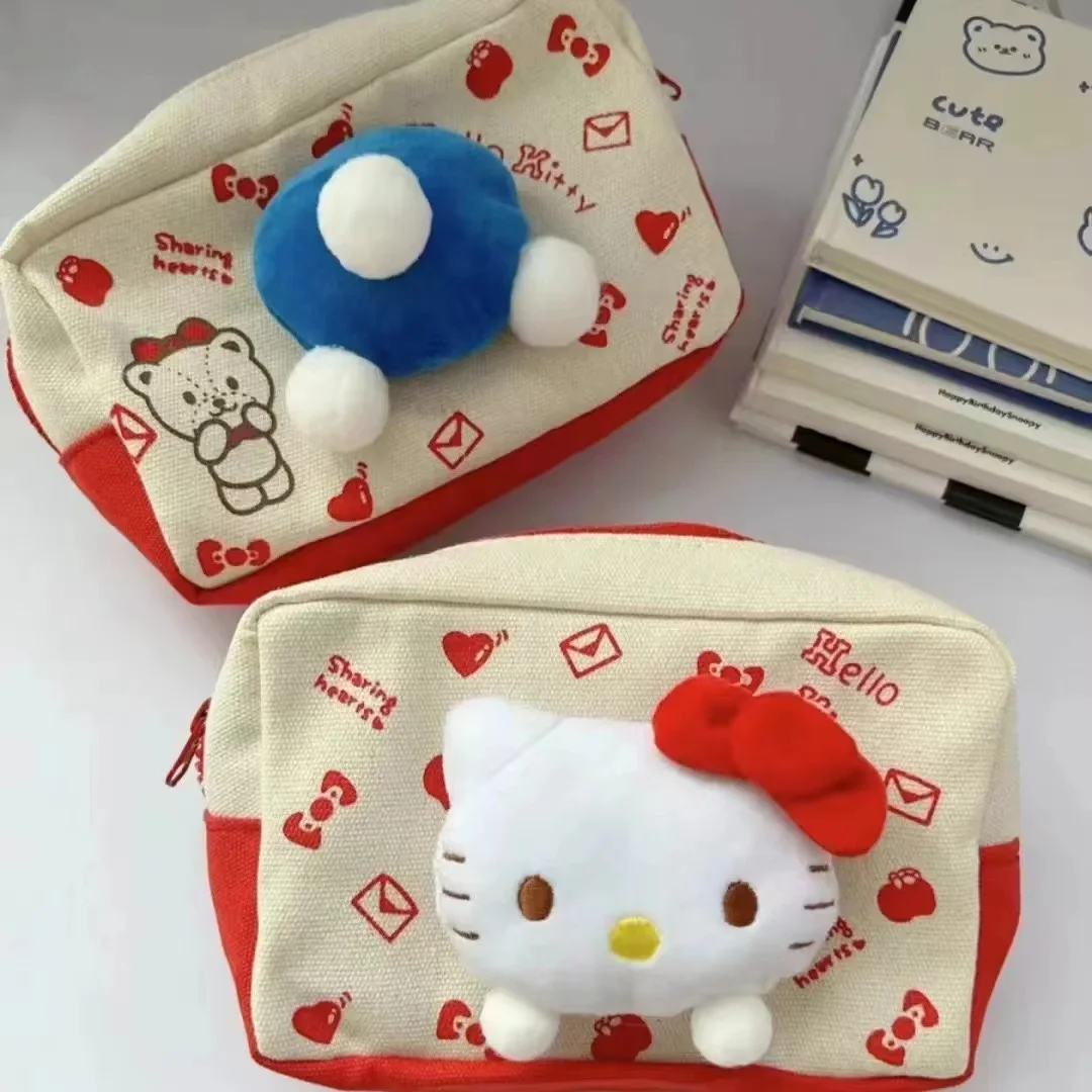 Cute Hello Kitty, good-looking, large-capacity, student stationery bag, portable storage bag, cosmetic bag, toiletry bag, Kawaii