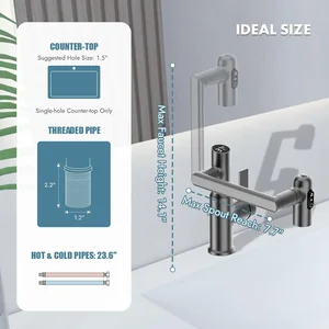 Rotary bathroom brass tap, temperature display, 3 water modes, luxury sink, hot and cold water, bath mixture accessories 12 Main Sales Tap Lavabo Luxury - №2