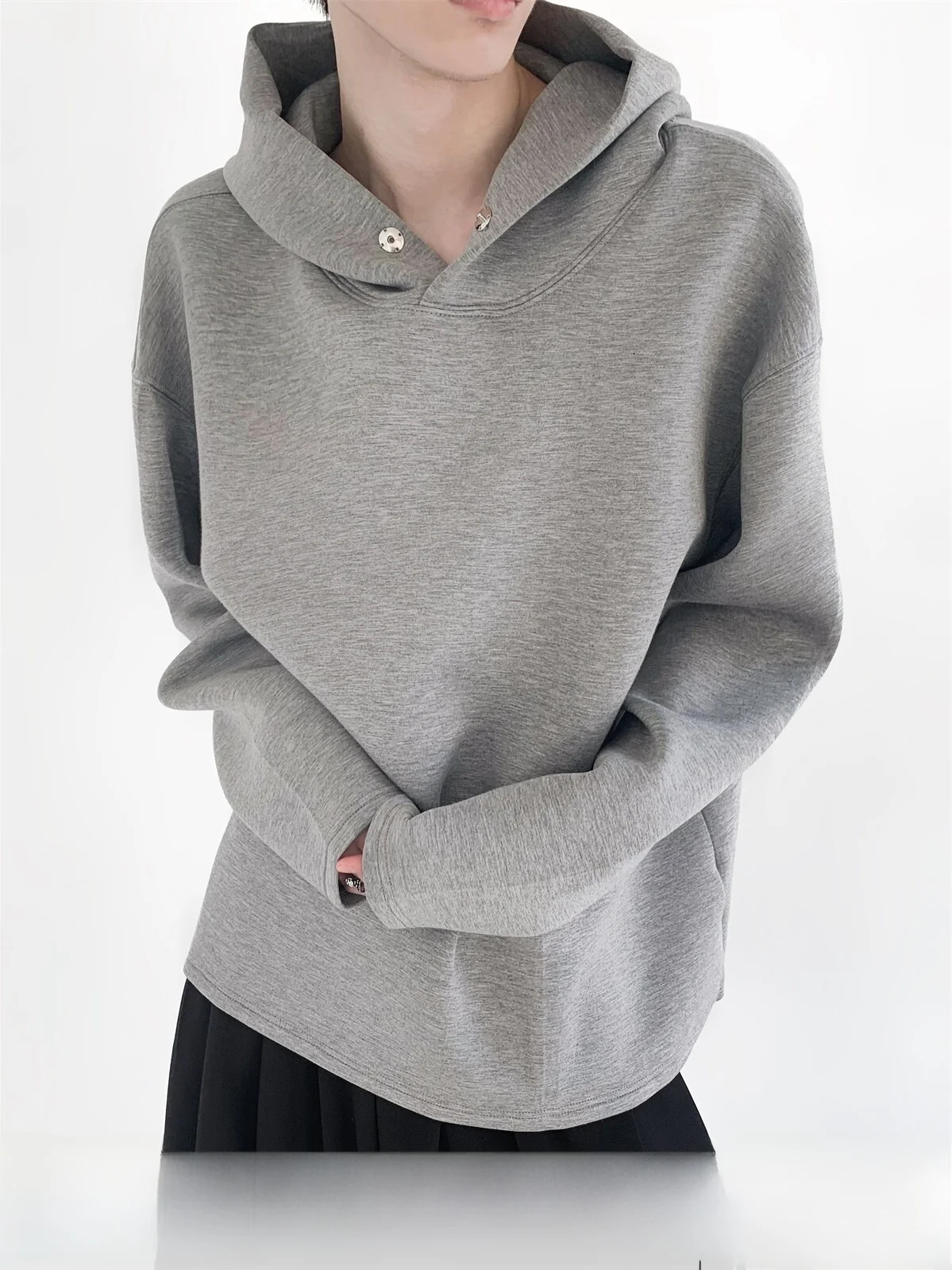 Grey Hoodie Men's High-End Design Cleanfit Top Autumn Mountain Wind Fashionable Outerwear Casual Long Sleeve Sweatshirt
