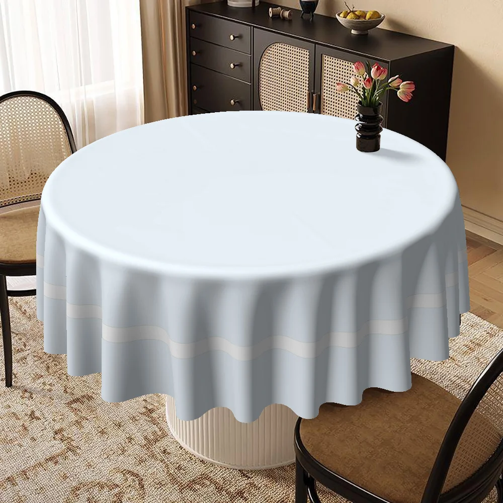 Light blue round tablecloth, easy-to-clean fabric suitable for round tables