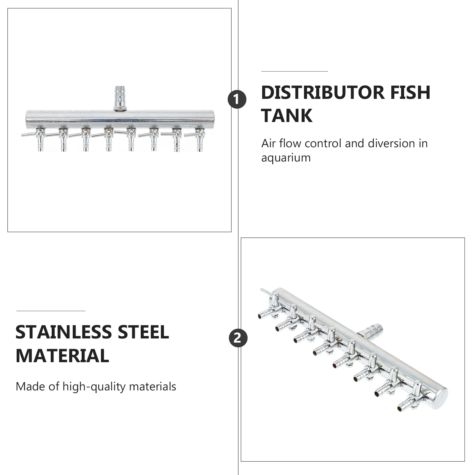 1Pcs Adjustable Aquarium Air Flow Control Splitter Stainless Steel Valve Distributor Fish Tank Air Flow Adapter Aquarium Pump