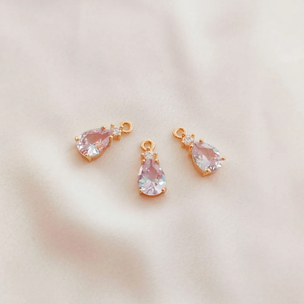 14K Gold-plated, Zircon Crystal Small Water Drop Pendant, Bracelet, Necklace, DIY Accessory, Pendant