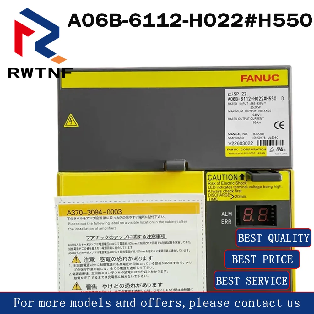 Brand New Genuine A06B-6112-H022#H550 FANUC Servo drive amplifier,100% original warehouse stock