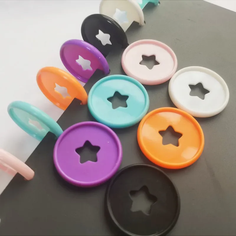 New plastic five-pointed star pattern binding ring buckle, loose-leaf mushroom hole notebook binding consumables