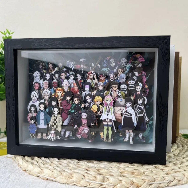 Demon Slayer Family Portraits Peripheral 3D Stereoscopic Painting Nine Pillars Anime Figure Desktop Ornaments Children's Gifts