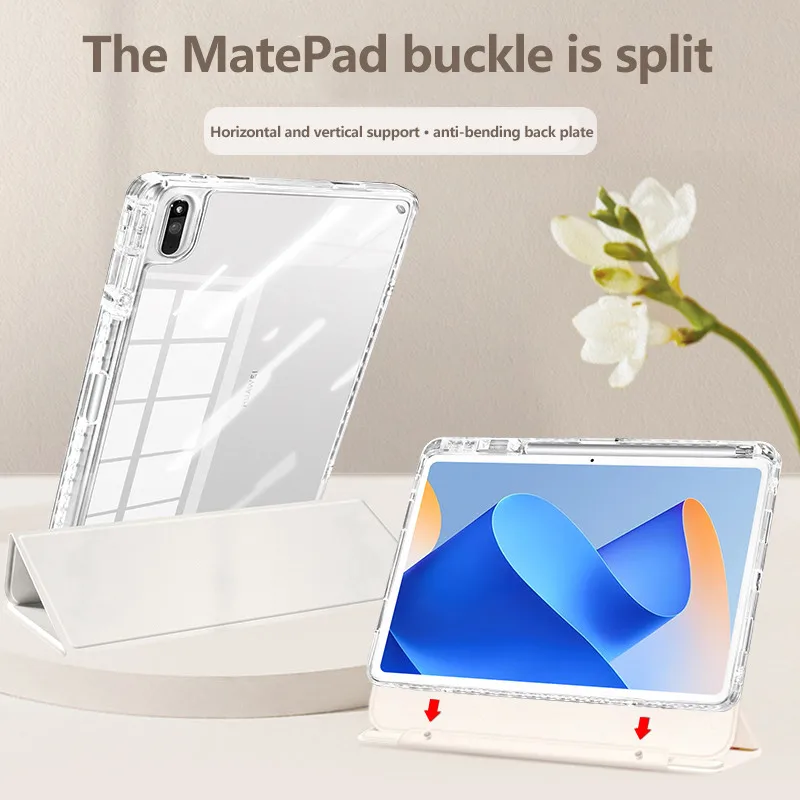 Slide pull-out destacável caso claro para huawei matepad 11.5 s 2024 ar 11.5 11 papermate 10.4 pro 11 pro 10.8 com slot para caneta