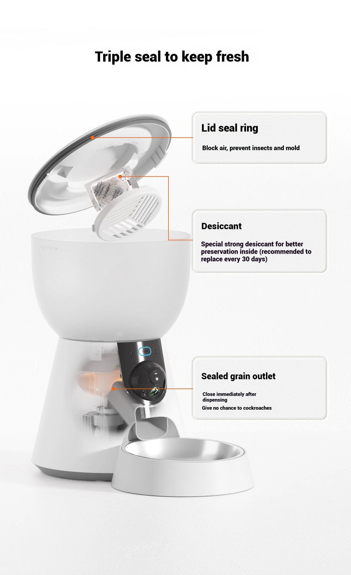 Rfid Puzzle Storage Food Wifi Auto cat Feeder with  for Cats with Stainless Steel Pet Water Fountain Sets