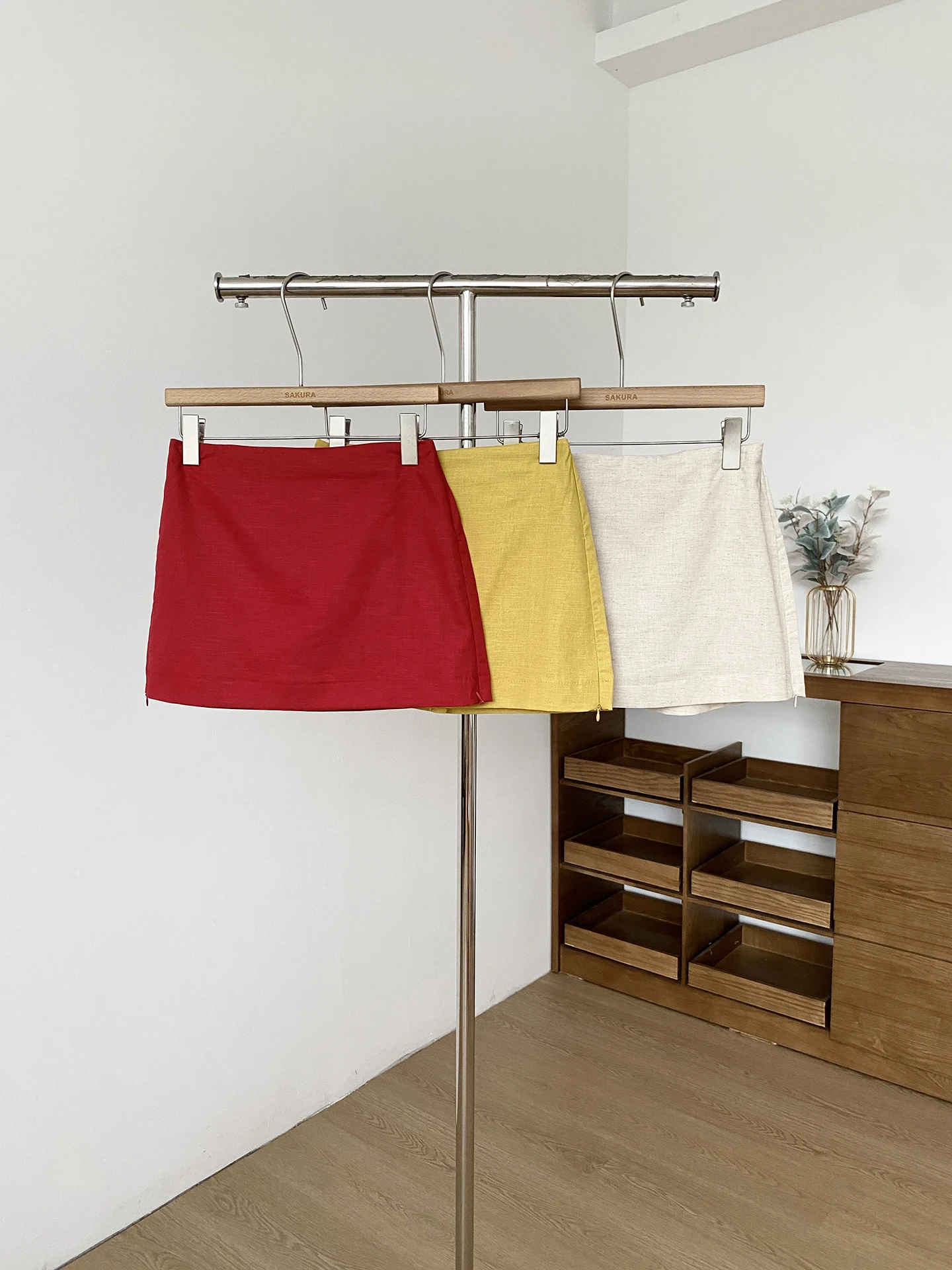 Red A-Line  Skirt Women's Summer 2026 Slimming Short Skirt Pants High Waist Polyester Fiber Trendy Hot Girl DIYI Plum Jam