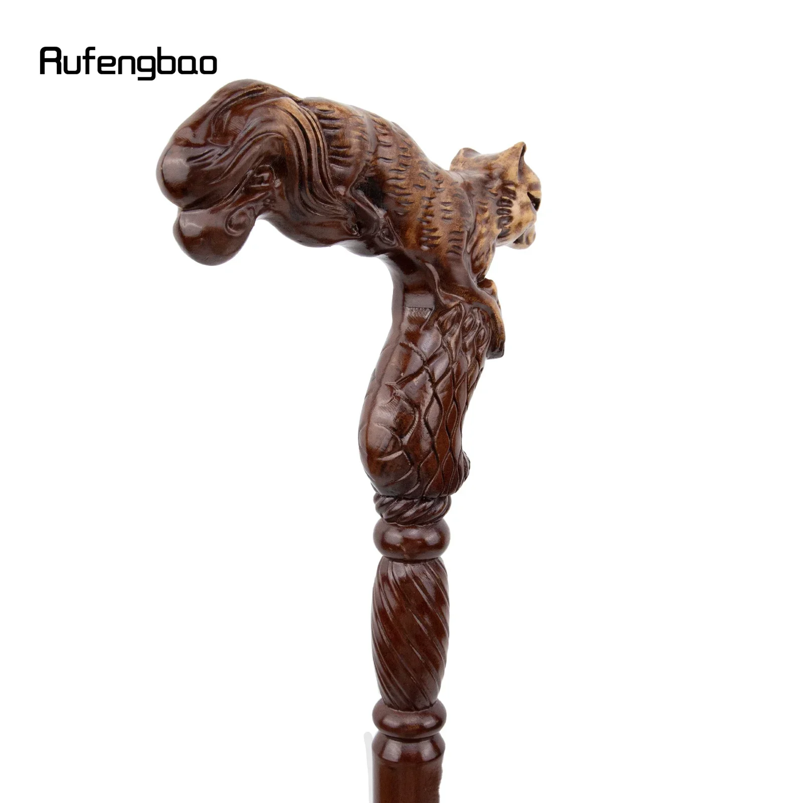 Bastone da passeggio alla moda in legno marrone volpe Bastone da passeggio decorativo per vampiro Cospaly Party Bastone da passeggio in legno Bacchetta di maiale di Halloween Crosier 93 cm