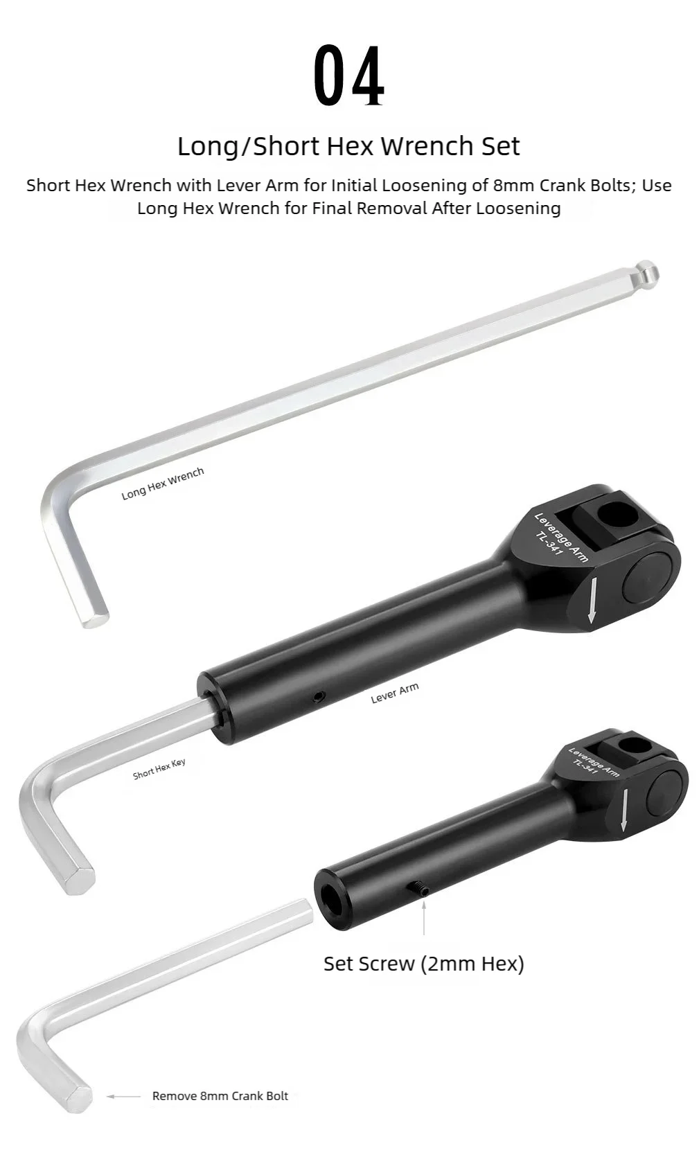  TOOPRE Fahrrad-Kurbeldeckel-Schraubenentferner-Werkzeugset Reparaturwerkzeugset für Mountainbikes 8/10mm Kurbelschrauben-Entfernungswerkzeuge – Detail 7