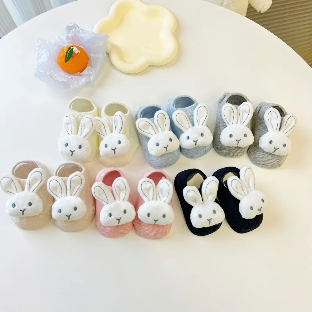 

Мягкие и приятные для кожи силиконовые нескользящие носки-тапочки, противоскользящие, впитывающие пот и дышащие носки с милым кроликом для младенцев