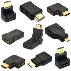 Adaptador Compatible con HDMI 90, convertidor macho a hembra de ángulo recto de 270 grados, conector HD 4K, Mini extensor Micro