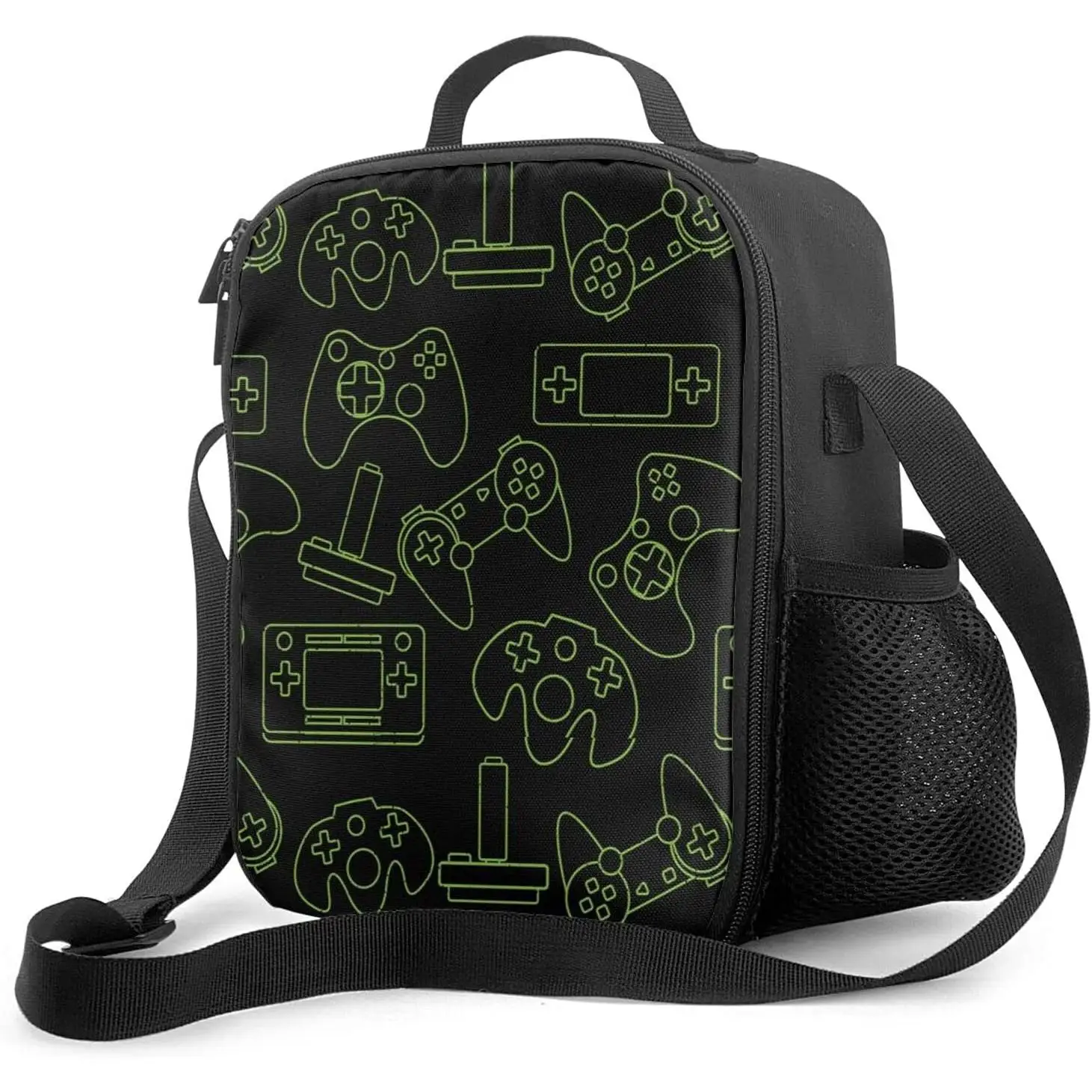

Video Games Console Pattern Print Insulated Lunch Bag Reusable Tote Bag Lunch Box Food Container For Men Women Kids