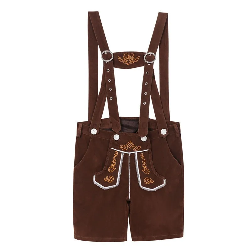 Conjunto de disfraces de Oktoberfest Lederhosen con tirantes para hombre, traje de camarero de fiesta de cerveza, disfraz de Farmer, pantalones