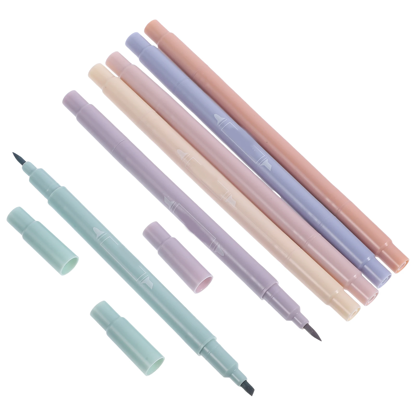 

6pcs Pens Pencils Highlighters Set Dual Tips Highlighters Student Supplies Portable Pocket Size Markers Ultra Fine Tip