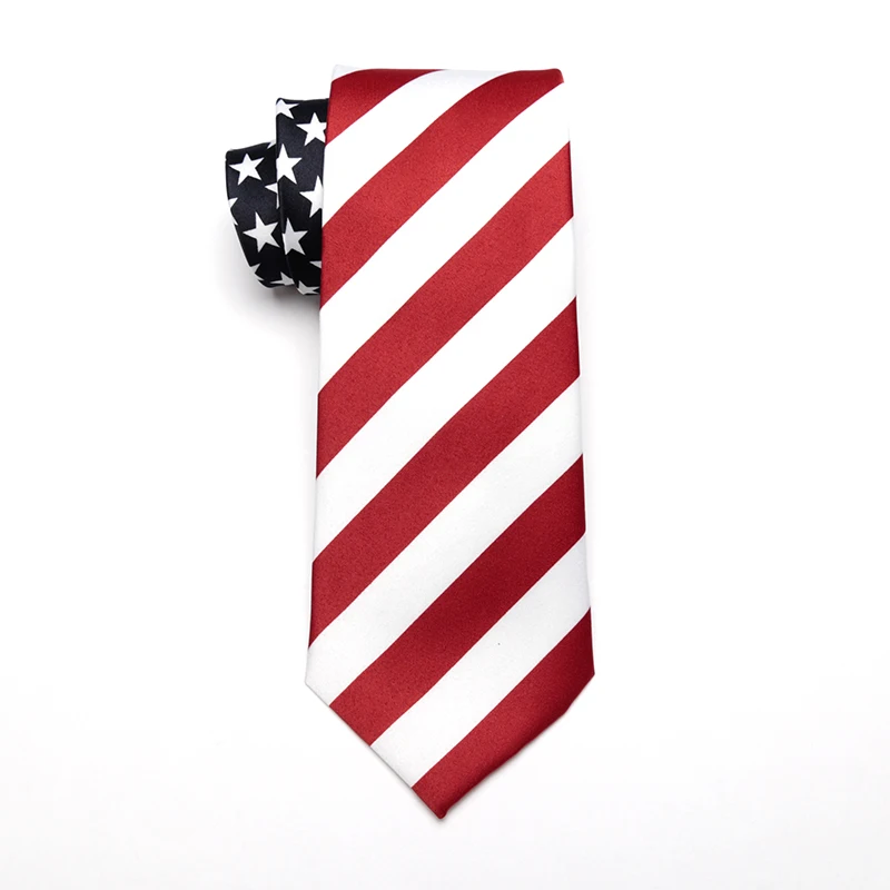 Fashion Classic Artificial Silk Star Striped American Flag Mens Necktie for Man Wedding Performance Tie for Business Party Ties