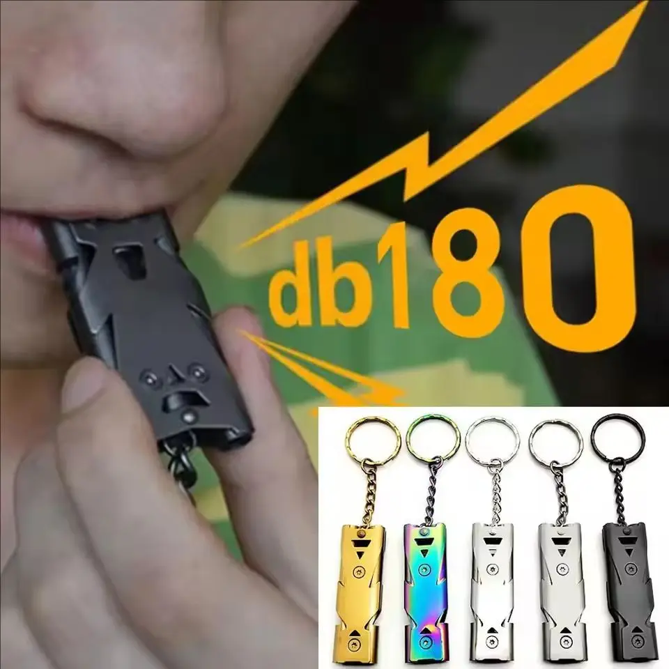 Outdoor Survival Whistle Double-tube Blast Whistle Stainless Steel High-frequency Earthquake Rescue Whistle High-decibel Whistle
