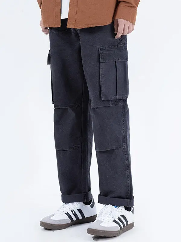 

Trendy Men's Loose Straight Leg Work Pants American Sle Wide Leg Casual Long Trousers Spring Autumn New Arrival