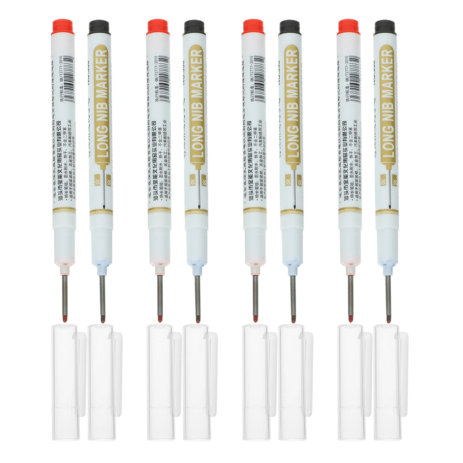 

8pcs Marker Pencil Oily Construction Wood Repair Plastic Carpenter Tools Fine Line Long Deep Hole Woodworking Black Red