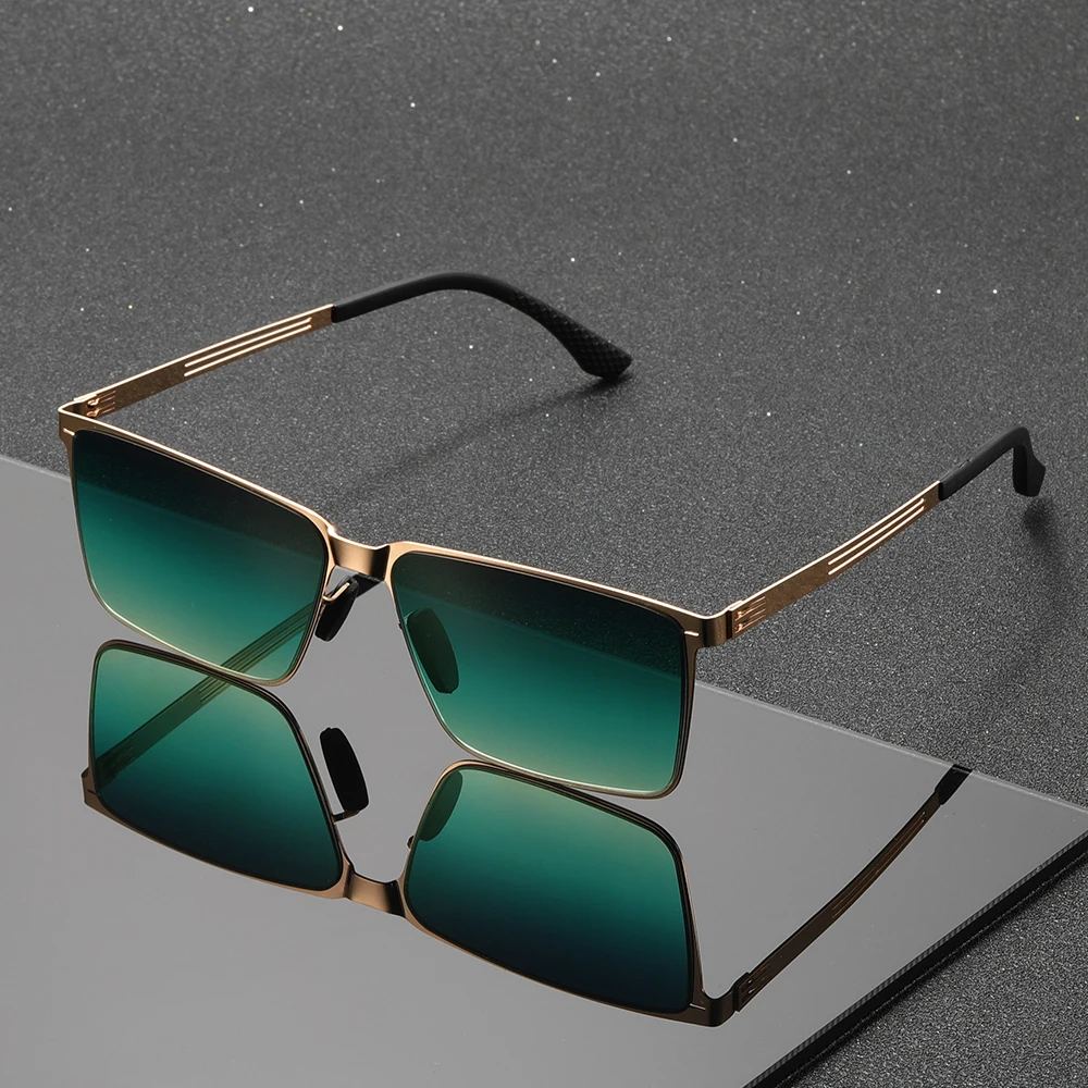 1 قطعة النظارات الشمسية المعدنية المربعة للرجال التدرج أنيق في الهواء الطلق النظارات #4
