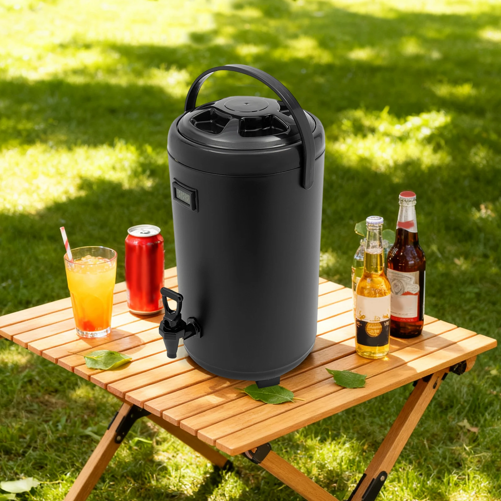 

3,17 галлонов, 12 л, изолированный термодиспенсер для напитков, черный горшок для хранения кофе для горячих и холодных напитков, домашний офис