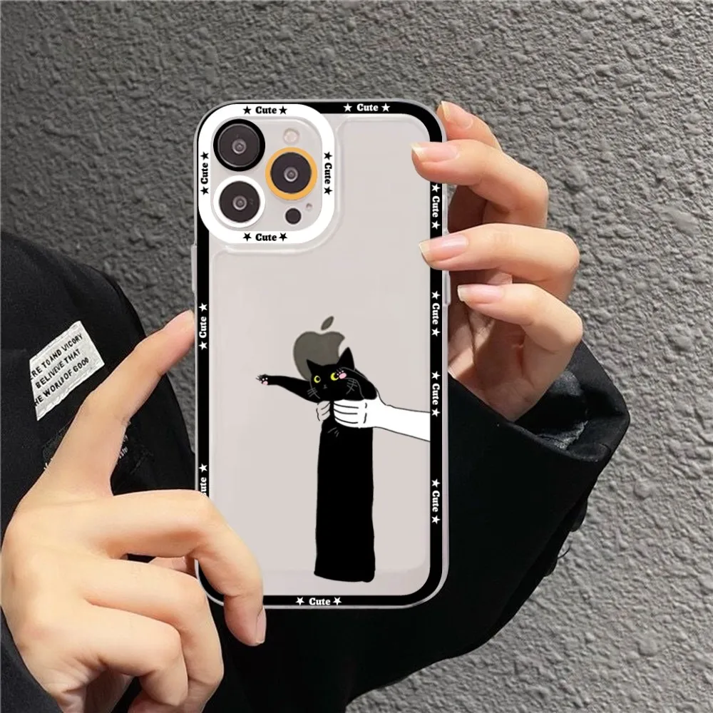 Black Cat Cartoon Cute Phone Case For Redmi 7 8 9 A For Redmi Note 5 7 8 9 10 11 Pro Max 4G 5G Funfas