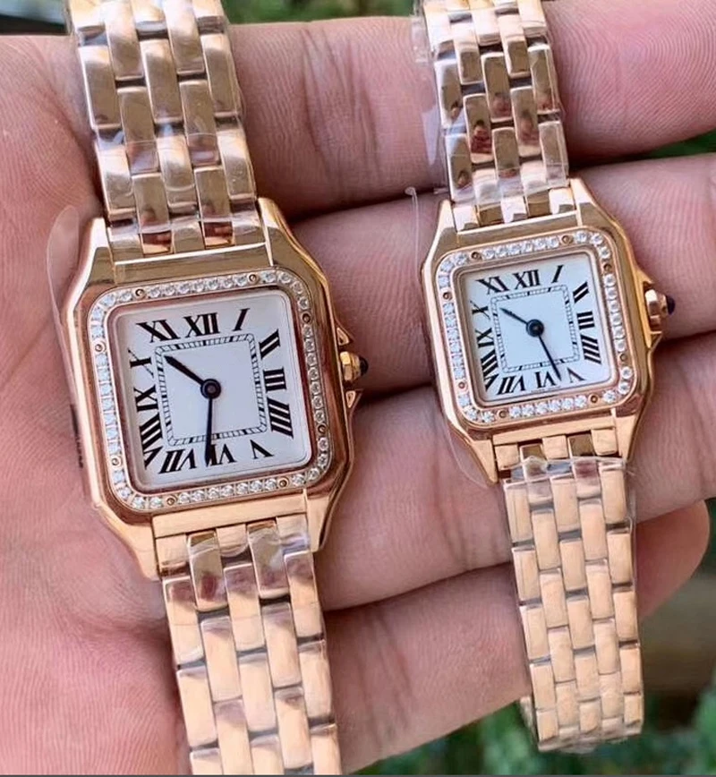 Fashion Brand Wrist Watches Woman Girl Ladies 27mm 22mm Square Dial High Quality Steel Metal Band Quartz Luxury Clock CT13 Watch