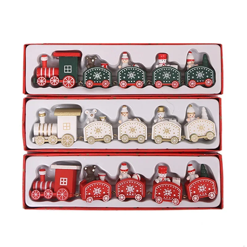 Wooden Christmas Small Train Xmas Ornaments Merry Christmas Decor For Home Happy New Year 2025 Creative Kids Naviidad Gifts Gift