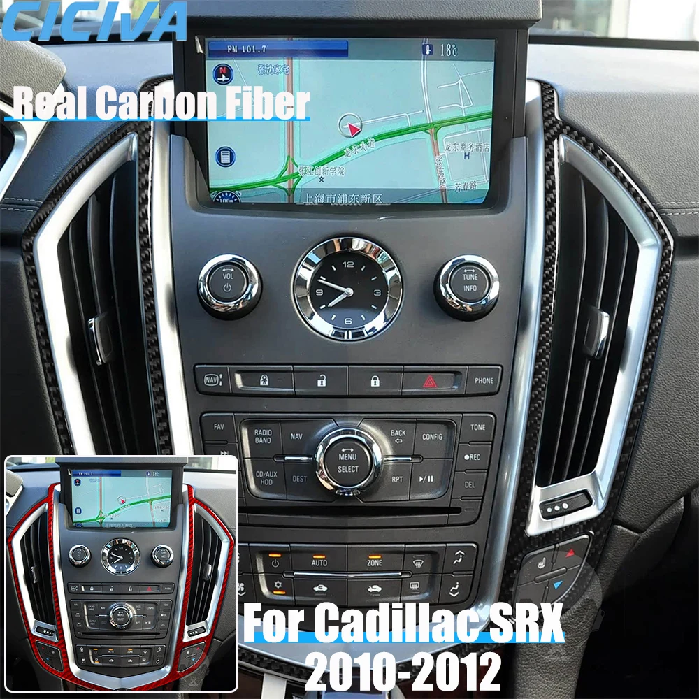 

Real Carbon Fiber Car Accessories Center Console Air Vent Decorative Trim Cover Soft Sticker For CADILLAC SRX 2010 2011 2012