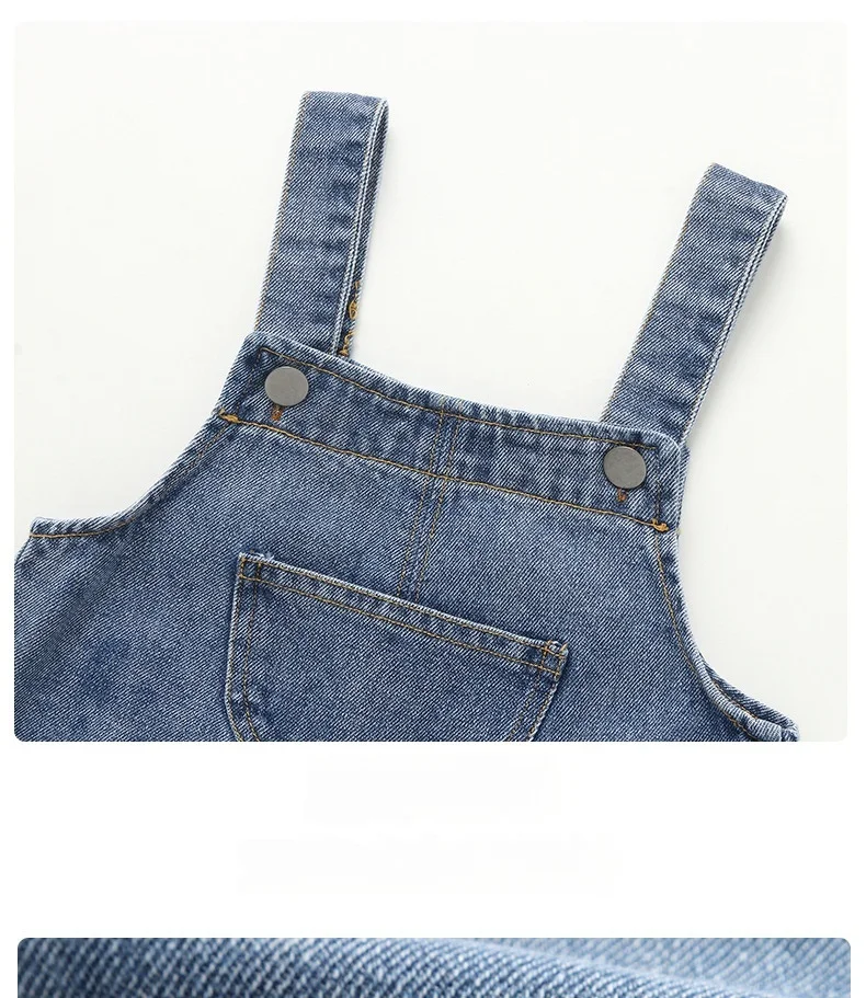 Frühling Herbst Denim Kinder-Latzhosen 0-5 Jahre Einfarbige Cowboy-Hosen für Jungen und Mädchen Kleidung mit Trägern Kinder-Latzhosen – Detail 8