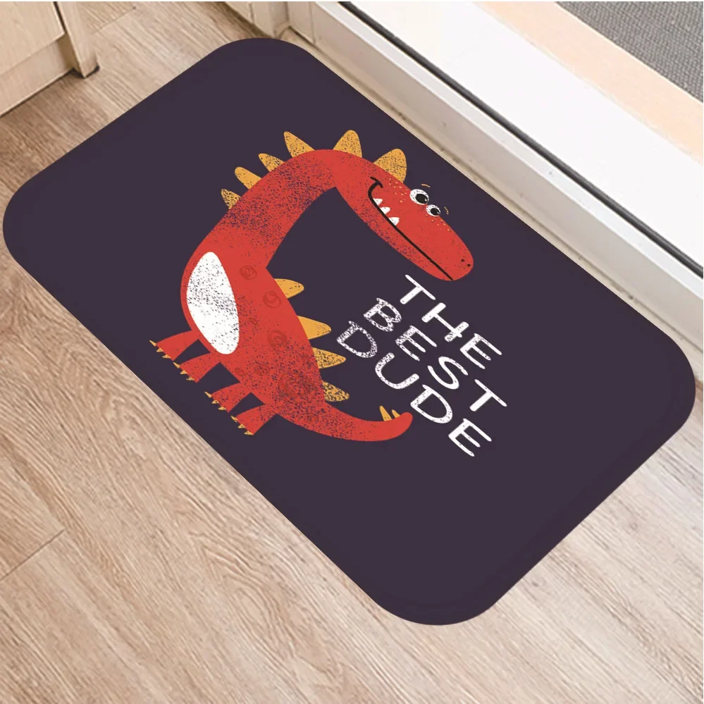 Cute Cartoon Dinosaur Print Floor Mat Animals Carpet Soft Flannel Doormat Rugs for Bedroom Living Room Door Floor Hallway Mats