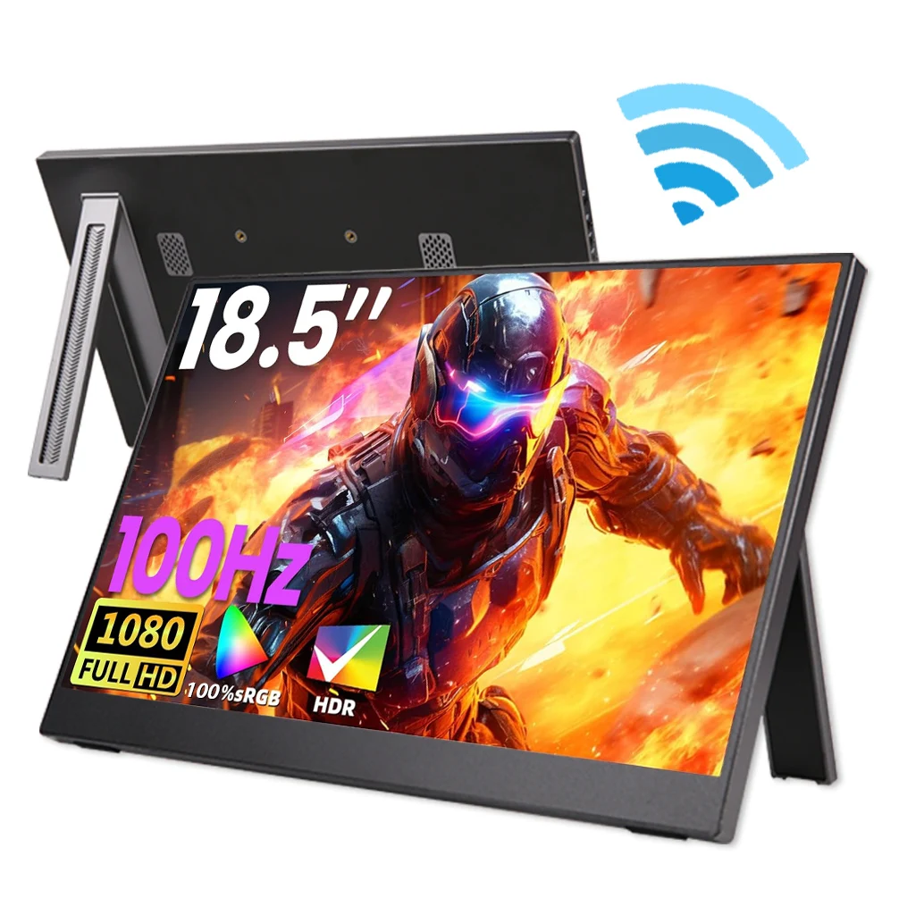 2026NEW 18.5 Wireless Portable FHD 16:9 IPS Secondary Display Computer Phone Monitor Type-C Supports Wired/Wireless Mode