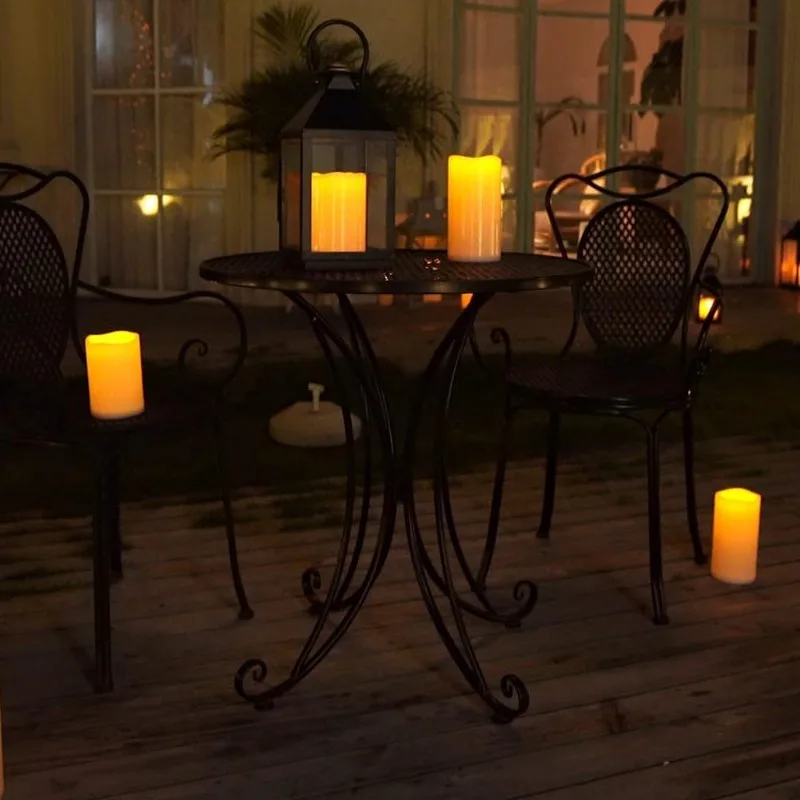 

6" 8" 10" x 4" Waterproof Outdoor Flameless Candles, Battery Operated Flickering LED Pillar Candles with